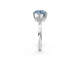 White gold Fancy Blue Round Cut Diamond Ring with Side Stones and Four-Prong Setting_145