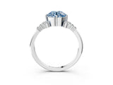 White gold Fancy Blue Round Cut Diamond Ring with Side Stones and Four-Prong Setting_146