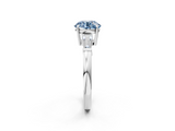 White gold Fancy Blue Round  Cut Diamond Ring with Tapered Baguette Side Stones in Four-Prong Setting_5