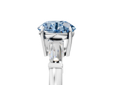 White gold Fancy Blue Round  Cut Diamond Ring with Tapered Baguette Side Stones in Four-Prong Setting_8