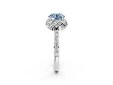 White gold Fancy Blue Round Cut Diamond Scalloped Halo Engagement Ring with Round Shared Prong Band_15