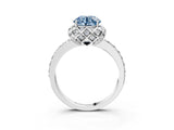 White gold Fancy Blue Round Cut Diamond Scalloped Halo Engagement Ring with Round Shared Prong Band_16