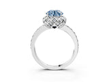 White gold Fancy Blue Round Cut Diamond Scalloped Halo Engagement Ring with Round Shared Prong Band_22