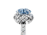 White gold Fancy Blue Round Cut Diamond Scalloped Halo Engagement Ring with Round Shared Prong Band_24