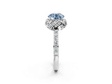 White gold Fancy Blue Round Cut Diamond Scalloped Halo Engagement Ring with Round Shared Prong Band_39