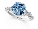 White gold Fancy Blue Round Cut Diamond Scattered Round Accent Ring with Prong Setting_13