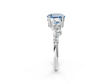 White gold Fancy Blue Round Cut Diamond Scattered Round Accent Ring with Prong Setting_14