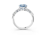 White gold Fancy Blue Round Cut Diamond Scattered Round Accent Ring with Prong Setting_15