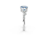 White gold Fancy Blue Round Cut Diamond Scattered Round Accent Ring with Prong Setting_26