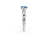 White gold Fancy Blue Round Cut Diamond Side Stone Engagement Ring with Four-Prong Setting_38