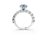White gold Fancy Blue Round Cut Diamond Side Stone Engagement Ring with Four-Prong Setting_39