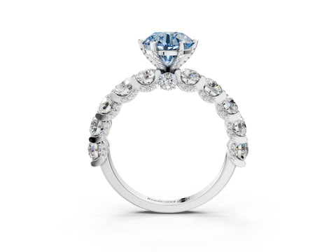 White gold Fancy Blue Round Cut Diamond Side Stone Engagement Ring with Four-Prong Setting_39