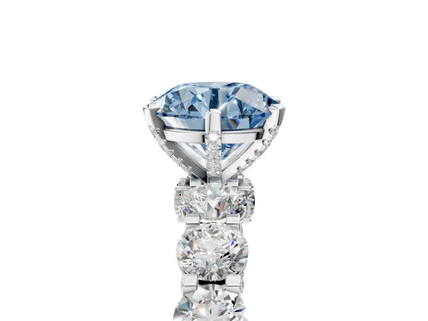 White gold Fancy Blue Round Cut Diamond Side Stone Engagement Ring with Four-Prong Setting_41