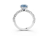 White gold Fancy Blue Round Cut Diamond Side Stone Solitaire Ring with Round  and Four-Prong Setting_136