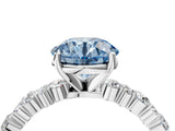 White gold Fancy Blue Round Cut Diamond Side Stone Solitaire Ring with Round  and Four-Prong Setting_137