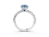 White gold Fancy Blue Round Cut Diamond Side Stone Solitaire Ring with Round  and Four-Prong Setting_15
