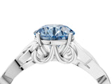 White gold Fancy Blue Round Cut Diamond Solitaire Celtic Knot Ring with Four-Prong Setting_73