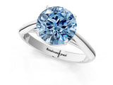 White gold Fancy Blue Round Cut Diamond Solitaire Engagement Ring with Cathedral Setting and Four-Prong Mount_108