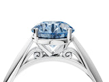 White gold Fancy Blue Round Cut Diamond Solitaire Engagement Ring with Cathedral Setting and Four-Prong Mount_185