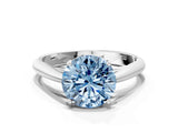White gold Fancy Blue Round Cut Diamond Solitaire Engagement Ring with Cathedral Setting and Four-Prong Mount_48