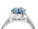 White gold Fancy Blue Round Cut Diamond Solitaire Engagement Ring with Cathedral Setting and Four-Prong Mount_51