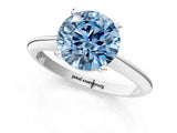 White gold Fancy Blue Round Cut Diamond Solitaire Engagement Ring with Classic Band and Four-Prong Setting_100
