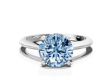White gold Fancy Blue Round Cut Diamond Solitaire Engagement Ring with Classic Band and Four-Prong Setting_99