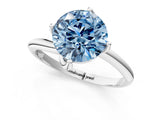 White gold Fancy Blue Round Cut Diamond Solitaire Engagement Ring with Four-Prong Setting and Classic Band_21