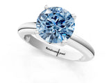 White gold Fancy Blue Round Cut Diamond Solitaire Engagement Ring with Round Band and Four-Prong Setting_267