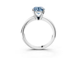 White gold Fancy Blue Round Cut Diamond Solitaire Engagement Ring with Round Band and Four-Prong Setting_269