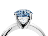 White gold Fancy Blue Round Cut Diamond Solitaire Engagement Ring with Round Band and Four-Prong Setting_270
