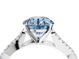 White gold Fancy Blue Round Cut Diamond Solitaire Engagement Ring with Twisted Pavé Band and Four-Prong Setting_158