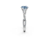 White gold Fancy Blue Round Cut Diamond Solitaire Engagement Ring with Twisted Pavé Band and Four-Prong Setting_173