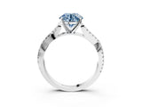 White gold Fancy Blue Round Cut Diamond Solitaire Engagement Ring with Twisted Pavé Band and Four-Prong Setting_174