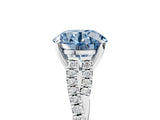 White gold Fancy Blue Round Cut Diamond Solitaire Engagement Ring with Twisted Pavé Band and Four-Prong Setting_176
