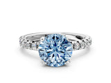 White gold Fancy Blue Round Cut Diamond Solitaire Pavé Engagement Ring with Round Band and Prong Setting_56