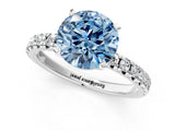 White gold Fancy Blue Round Cut Diamond Solitaire Pavé Engagement Ring with Round Band and Prong Setting_57