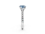 White gold Fancy Blue Round Cut Diamond Solitaire Pavé Engagement Ring with Round Band and Prong Setting_58