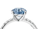 White gold Fancy Blue Round Cut Diamond Solitaire Pavé Engagement Ring with Round Band and Prong Setting_60