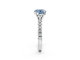 White gold Fancy Blue Round Cut Diamond Solitaire Pavé Engagement Ring with Round Band and Prong Setting_64