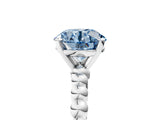 White gold Fancy Blue Round Cut Diamond Solitaire Ring with Beaded Band and Prong Setting_400