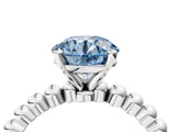 White gold Fancy Blue Round Cut Diamond Solitaire Ring with Beaded Band and Prong Setting_401