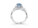 White gold Fancy Blue Round Cut Diamond Solitaire Ring with Filigree Band and Four-Prong Setting_65