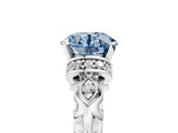 White gold Fancy Blue Round Cut Diamond Solitaire Ring with Filigree Band and Four-Prong Setting_67