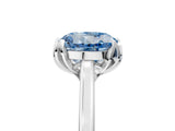 White gold Fancy Blue Round Cut Diamond Solitaire Ring with Flower Prong Setting and Classic Band_155