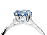 White gold Fancy Blue Round Cut Diamond Solitaire Ring with Flower Prong Setting and Classic Band_158