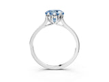 White gold Fancy Blue Round Cut Diamond Solitaire Ring with Flower Prong Setting and Classic Band_16