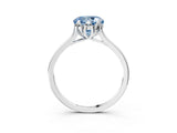 White gold Fancy Blue Round Cut Diamond Solitaire Ring with Flower Prong Setting and Classic Band_169