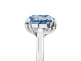 White gold Fancy Blue Round Cut Diamond Solitaire Ring with Flower Prong Setting and Classic Band_171