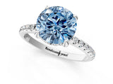 White gold Fancy Blue Round Cut Diamond Solitaire Ring with Four-Prong Setting and Pavé Band_28